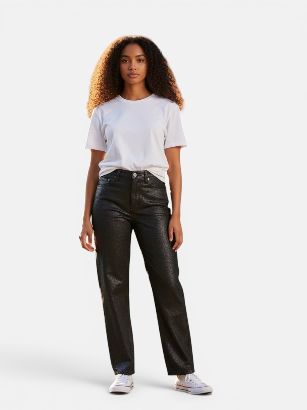 Old Navy Black Straight-Leg Jeans with Subtle Glittery Texture